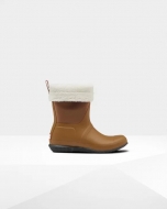 Hunter Boots | Women's Insulated Roll Top Vegan Shearling Boots-Thicket Brown