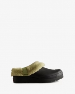 Hunter Boots | Women's Play Vegan Shearling Insulated Clogs-Black/Wild Green